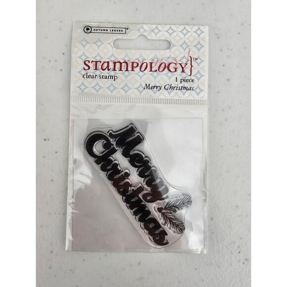 Stampology Clear Rubber Stamp Merry Christmas Holly - Picture 1 of 2